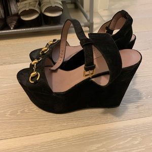 6.5 Black Gucci 4inch Wedges
